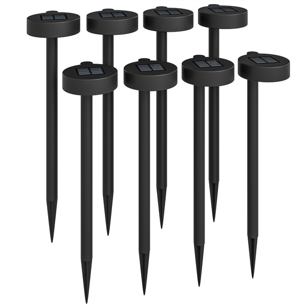 Outsunny Solar Garden Stake Lights 8 Pack — LED Pathway Lighting, Auto On/Off, IP44 Waterproof, Warm White 3000K, Black