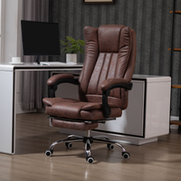 PU Leather Office Chair High Back with Footrest Brown