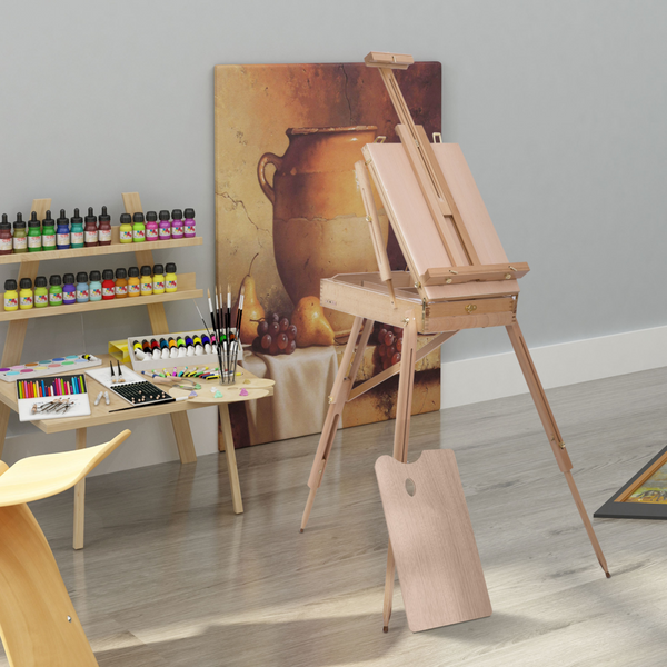 Foldable Beech Wood Art Easel with Drawer - Adjustable and Portable Studio