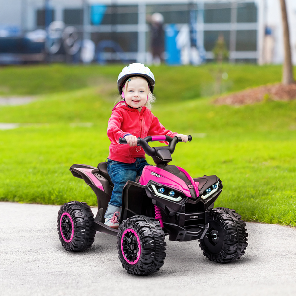 12V Pink Kids Quad Ride-On - Dual Motors, 45-Min Battery, 3-5 yrs