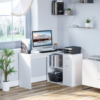 L-Shaped 360° Rotating Computer Desk, White