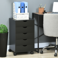 5-Drawer Mobile Filing Cabinet - Black