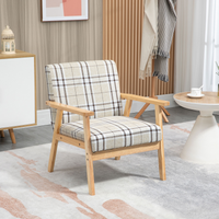 Modern Accent Chair with Padded Seat & Back, Linen-Feel Upholstery — Beige