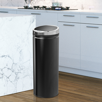 50L Black Stainless Steel Infrared Sensor Trash Can with Removable Inner Bucket