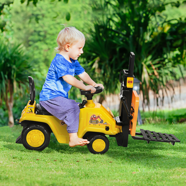 Kids Ride-On Forklift with Fork Tray, Under-Seat Storage, Backrest