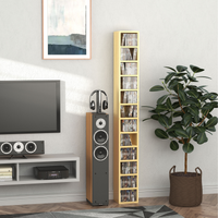 21L x 75H cm Pine Wood Multimedia Shelf - 12-Tier CD/Blu-ray Organizer