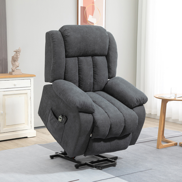 HOMCOM Heavy-Duty Riser & Recliner Lift Chair for Elderly, Dark Grey
