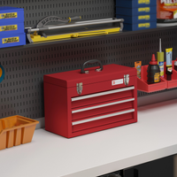Lockable 3-Drawer Tool Chest with Ball Bearing Slides - Red