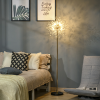 Dandelion Lampshade Floor Lamp Modern Gold-Tone Bedroom Light