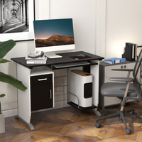 Computer Desk with Sliding Keyboard Tray & Drawers — Black