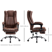 PU Leather Office Chair High Back with Footrest Brown