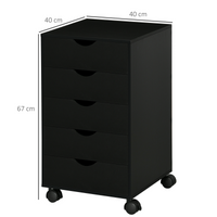 5-Drawer Mobile Filing Cabinet - Black