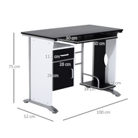 Computer Desk with Sliding Keyboard Tray & Drawers — Black