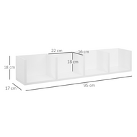 White 4-Grid Multi-Media Wall Shelf