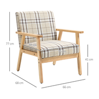 Modern Accent Chair with Padded Seat & Back, Linen-Feel Upholstery — Beige