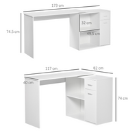 L-Shaped 360° Rotating Computer Desk, White
