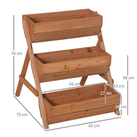 3-Tier Wooden Raised Garden Bed Planter Box — Elevated Herb & Vegetable Planter, Fir Wood with Drainage Holes, 65×75×76cm, Brown