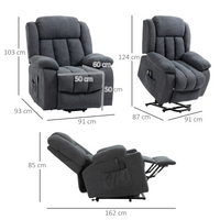 HOMCOM Heavy-Duty Riser & Recliner Lift Chair for Elderly, Dark Grey