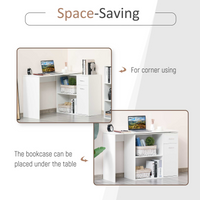 L-Shaped 360° Rotating Computer Desk, White
