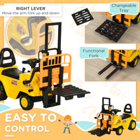 Kids Ride-On Forklift with Fork Tray, Under-Seat Storage, Backrest