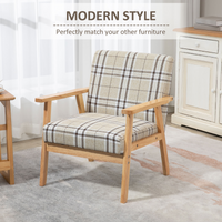 Modern Accent Chair with Padded Seat & Back, Linen-Feel Upholstery — Beige