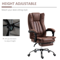PU Leather Office Chair High Back with Footrest Brown