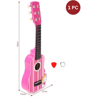 Pink Striped Wooden Guitar — Mini Musical Toy for Toddlers 3+