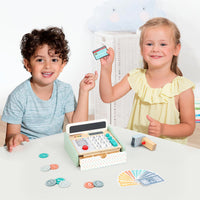Wooden Cash Register Playset - Interactive Pretend Play Shop with Realistic Accessories