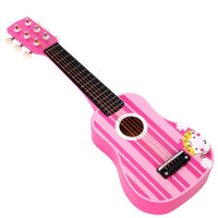 Pink Striped Wooden Guitar — Mini Musical Toy for Toddlers 3+