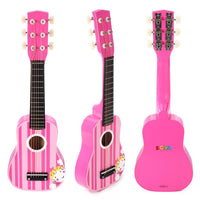 Pink Striped Wooden Guitar — Mini Musical Toy for Toddlers 3+
