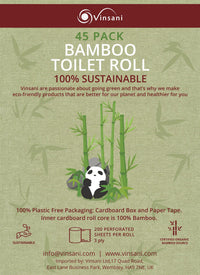 Vinsani Bamboo Eco-Friendly Toilet Roll 45 Pack 3 Ply