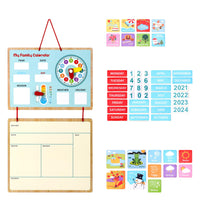 Family Calendar - 12-Month Wooden Wall Planner & Educational Organizer for Kids