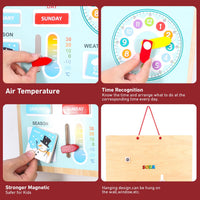 Family Calendar - 12-Month Wooden Wall Planner & Educational Organizer for Kids