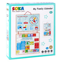 Family Calendar - 12-Month Wooden Wall Planner & Educational Organizer for Kids