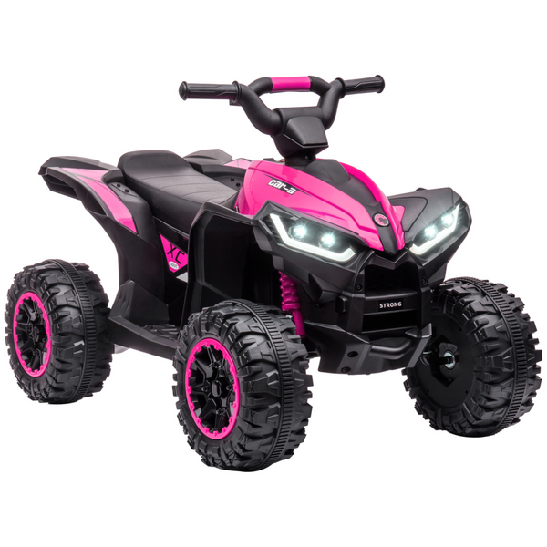 12V Pink Kids Quad Ride-On - Dual Motors, 45-Min Battery, 3-5 yrs