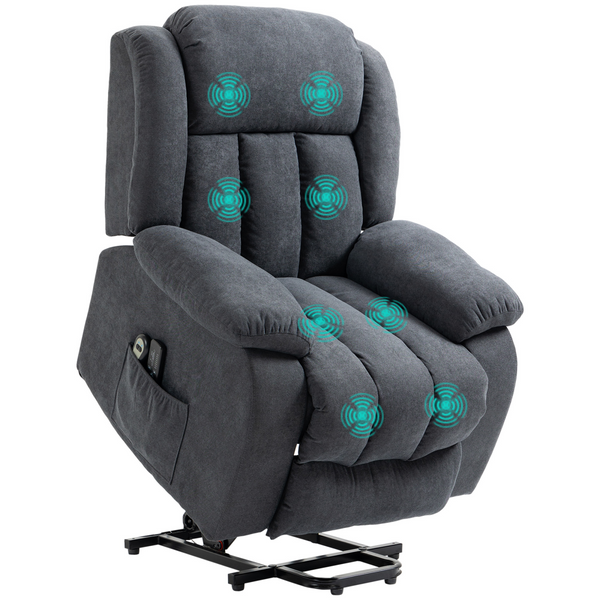HOMCOM Heavy-Duty Riser & Recliner Lift Chair for Elderly, Dark Grey