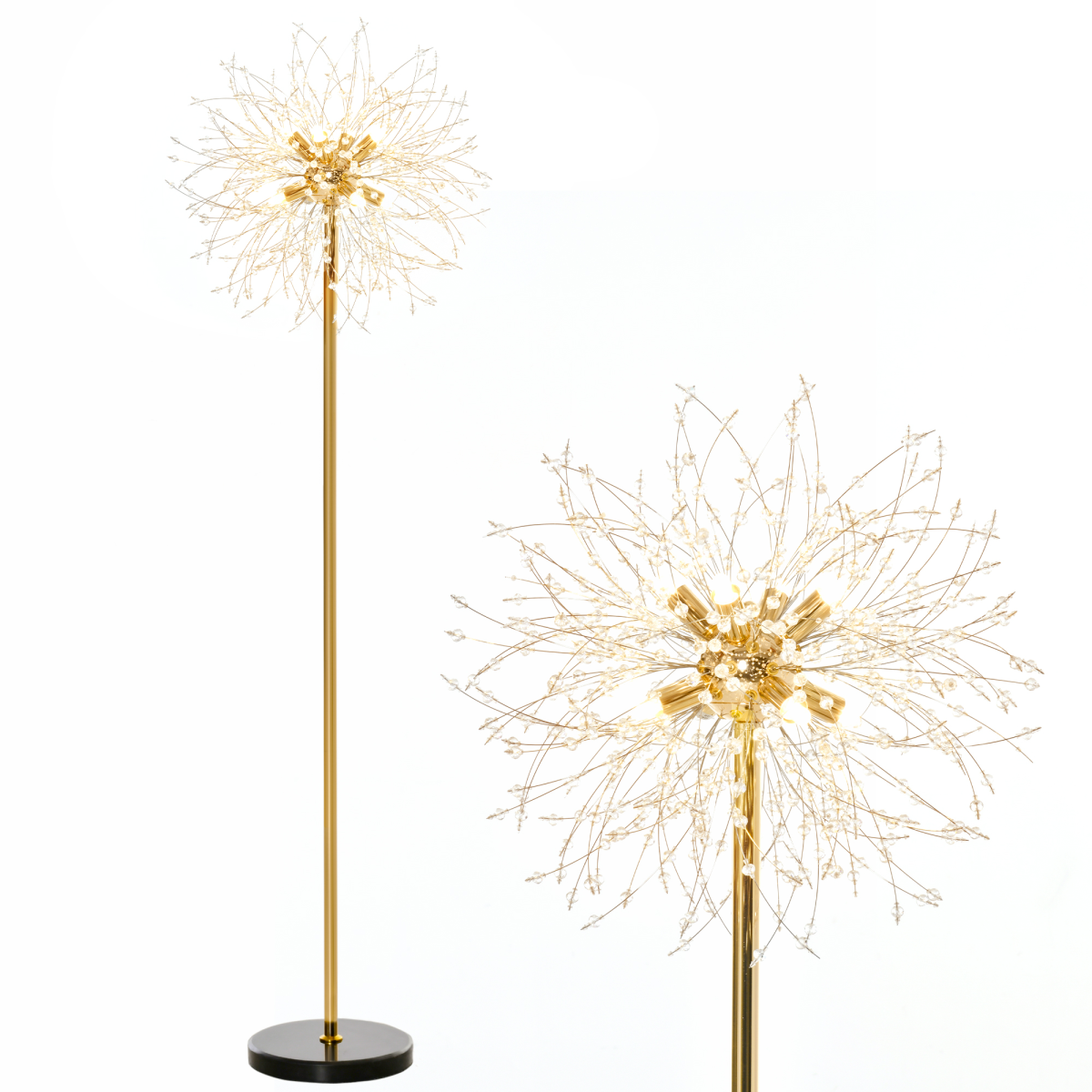 Dandelion Lampshade Floor Lamp Modern Gold-Tone Bedroom Light