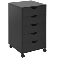 5-Drawer Mobile Filing Cabinet - Black