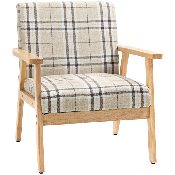 Modern Accent Chair with Padded Seat & Back, Linen-Feel Upholstery — Beige