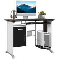 Computer Desk with Sliding Keyboard Tray & Drawers — Black