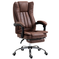 PU Leather Office Chair High Back with Footrest Brown