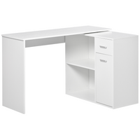 L-Shaped 360° Rotating Computer Desk, White