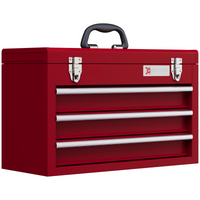 Lockable 3-Drawer Tool Chest with Ball Bearing Slides - Red